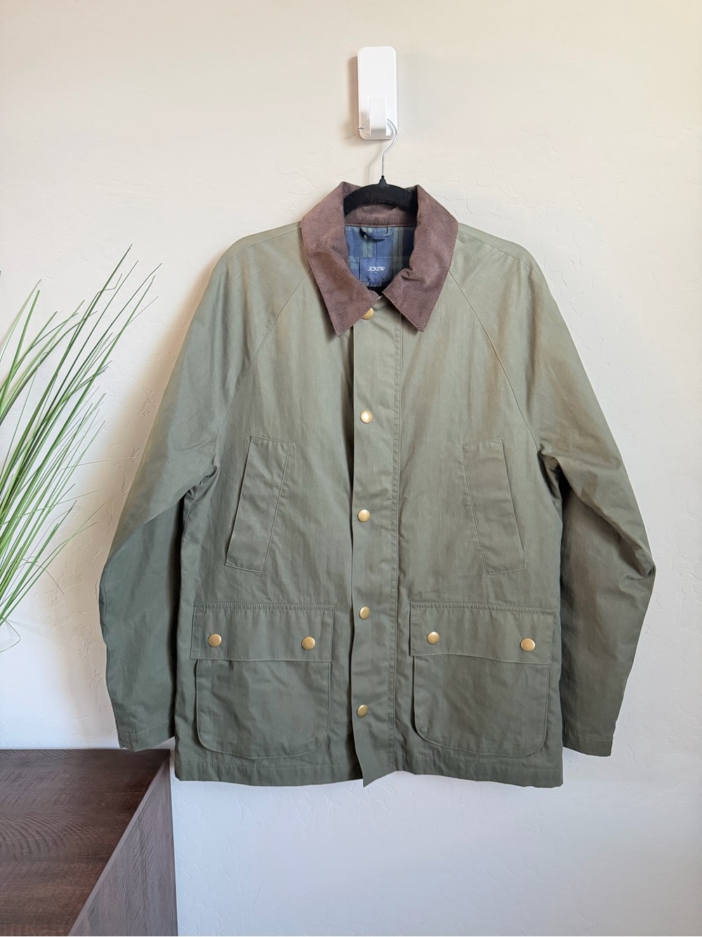J.Crew Factory Heritage Barn Jacket Olive Cord Collar Men’s S NWT